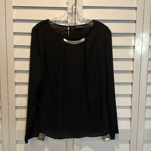The Limited Pre Loved long sleeve Blouse with metal bar accent.